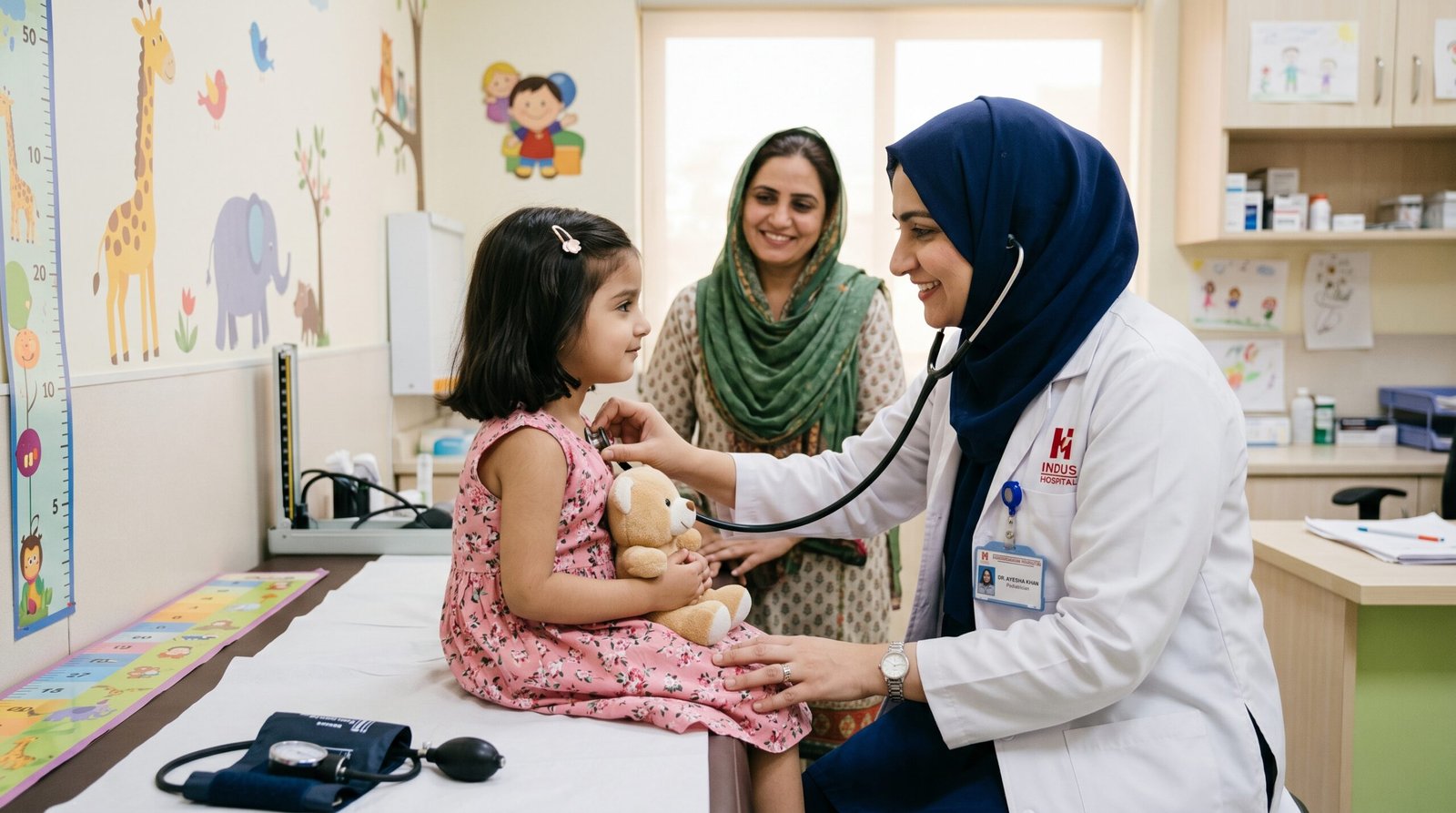 doctor checking a child
